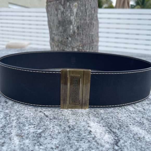 New Carolina Herrera Leather Belt Size Medium Black, Original Made in Spain - Picture 4 of 9